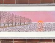 Winter Sunset Limited Edition Framed Wood Cut Print by Charles Beck measuring 20.5 x 43.5 inches and is number 24/150.