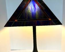 Stained Glass Table Lamp that measures 25 inches tall. A beautiful shade accompanied by a gorgeous base! 