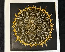 Sunflower 5 Unframed Wood Cut Studio Proof by Charles Beck measuring 13 x 15.5 inches. Lovely art! Just needs a great frame to perfect it! 