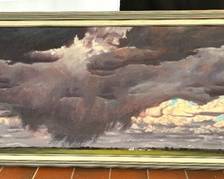 Approach Rain Original Oil Painting by Todd Voss that measures 27 x 46 inches. Look at the amazing details in the storm clouds! 