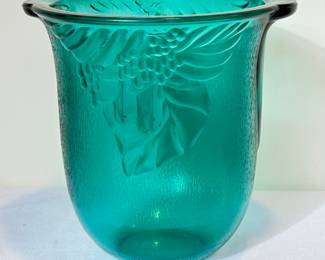 Beautiful Turquoise Blue Decorative Glass Vase, measuring 9" h x 7" w 