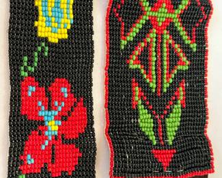 wo Native American Beaded Bracelets, measuring 11.5 and 7.5 inches long.