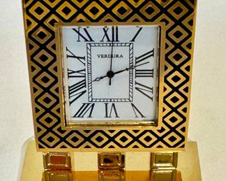 Miniature Verdura Clock, measuring 2" x 3". Item was not tested. 