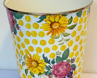Mackenzie-Child's Buttercup Yellow Dot waste basket 