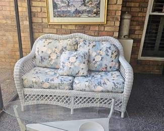 White Wicker Loveseat