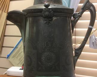 1886 Christmas Silver Engraved Drink Pitcher