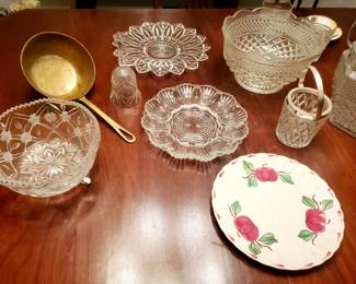 Vintage glass, Blue Ridge pottery 