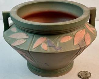 Vintage Art Deco 1928 Roseville Pottery Futura Double Handled Jardiniere Planter Designed by Frank Ferrell