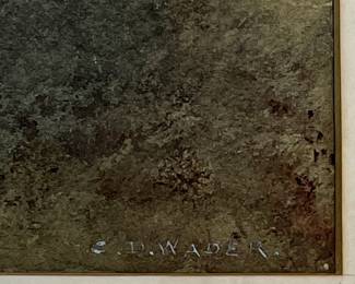 C.D. Wader (American, 1849-1918) Roadside Building Canandaigua, NY Landscape Watercolor FRAMED
