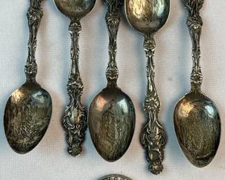 Antique Lot of 5 Whiting Sterling Spoons LILY Pattern Engraved (103.86g)
