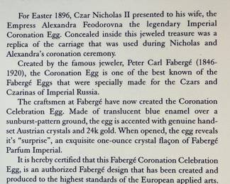 Faberge Egg Coronation Celebration Egg With Stand, Perfume & Box Limited Edition 63/250 with COA