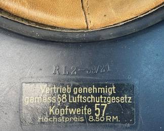 Vintage 1940's WWII German Luftschutz Gladiator Helmet RL2-39/21 w/ COA