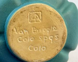 Antique Arts & Crafts Van Briggle Art Pottery Matte Blue Lotus Flower Bowl