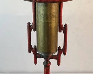 c. 1910 Alfred Dunhill Cast Iron and Brass Cigar Smoke Stand Ashtray w/ Serpent Handle and Red Paint