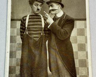 1915 Charlie Chaplin in The Champion Movie Short "Charlie up against it." Red Letter Photocard UNUSED