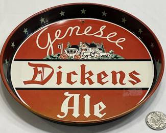 c.1935 Syracuse Brewery Inc. Syracuse, N.Y. Genesee Dickens Ale Metal Beer Serving Tray