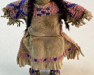 c. 1940 Native American Yankton Assiniboine Lakota Indian Doll w/ Beading