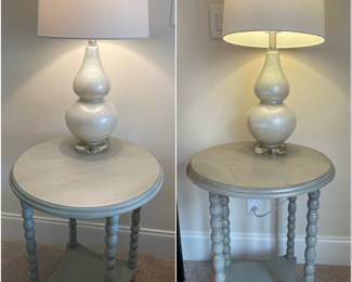 matching pair of side tables and lamps