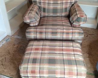 La-Z Boy Plaid Chair and Ottoman
