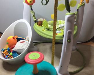 Baby Bath, Exersaucer and Toys
