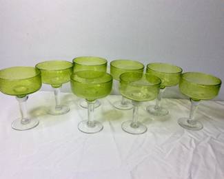 Green Bubble Glass Margarita Glasses (8)
