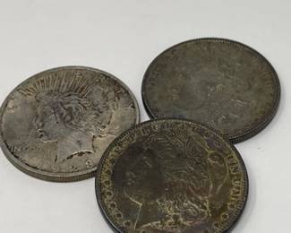 	1882 & 1898 Morgan Silver Dollars - 1923 Peace Silver Dolla