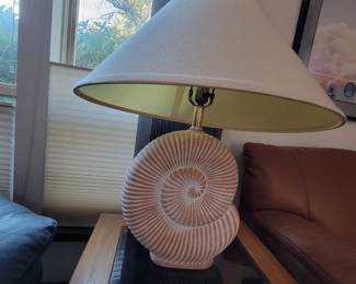 Two Matching Nautilus Seashell Table Lamps