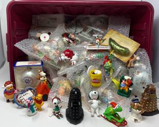 Mixed Lot of Christmas Ornaments "A" - Doctor Who, Snoopy, & Pooh