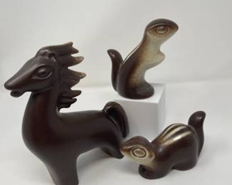 Mid Century HOWARD PIERCE Ceramic Horse & Chipmunks Duo
