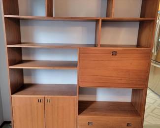 1970s MCM Teak Wall Unit w/ Built in Secretary Desk