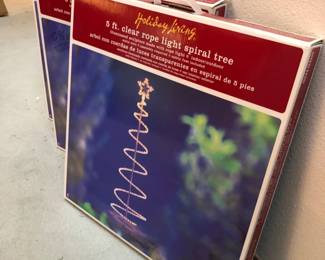Three 5ft Lighted Clear Rope Spiral Holiday Living Trees