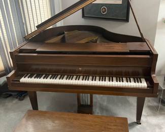 Wurlitzer Baby Grand Piano, Storage Bench and Custom Cover