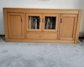Blonde Wood and Glass TV Console