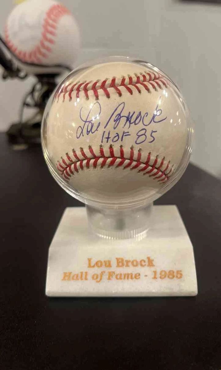 001 Lou Brock Hall Of Fame Autographed Baseball