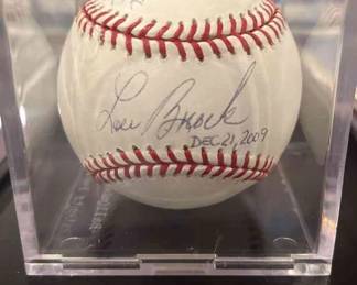 Lou Brock Autographed Baseball To Miss Reinhardt
