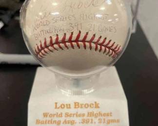 World Series I Highest Batting Average Lou Brock Autographed Baseball