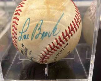 Game Played Autographed Lou Brock Baseball