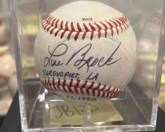 Lou Brock Autographed Baseball