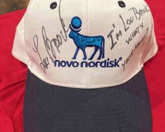 Hi I Am Lou Brock Whats Your Name Novo Nordisk Autographed Hat