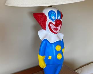 Hand painted vintage Bozo lamp with newer shade.