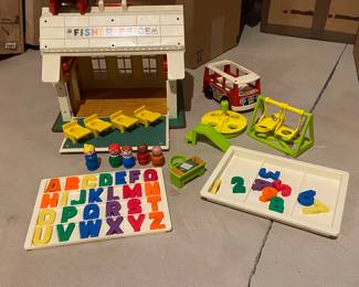 Vintage Fisher Price Play Family School - Complete Set