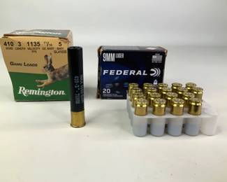 Remington .410 Shotgun Shells & Federal 9mm Luger Pistol Ammo