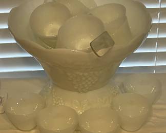 Vintage Milk Glass Punch Set