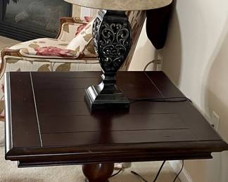 Walnut End Table, Beautiful Lamp