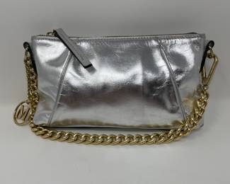 Max Mara Silver Metallic hand bag w/gold chain, was $78, NOW $58