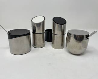 Georg Jensen (Denmark) Salt & Pepper,WAS $95, NOW $45, Bodum sugar bowls w/spoons, WAS $12 each, NOW $9 EACH