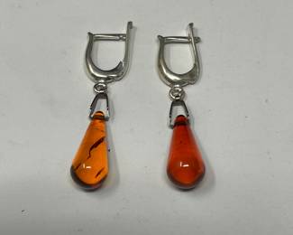 Honey Amber drop earrings with sterling silver posts, was $50, NOW $40