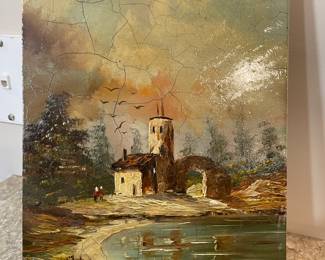 Greece scene signed painting, 8"W x 10"H,  was $58, NOW $38