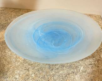 Additional view of Aqua Alabaster swirled pedestal footed cake plate by Mariposa ~