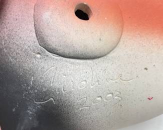 Signature on Caroline Koons Hand painted pottery hollow ceramic hearts ~